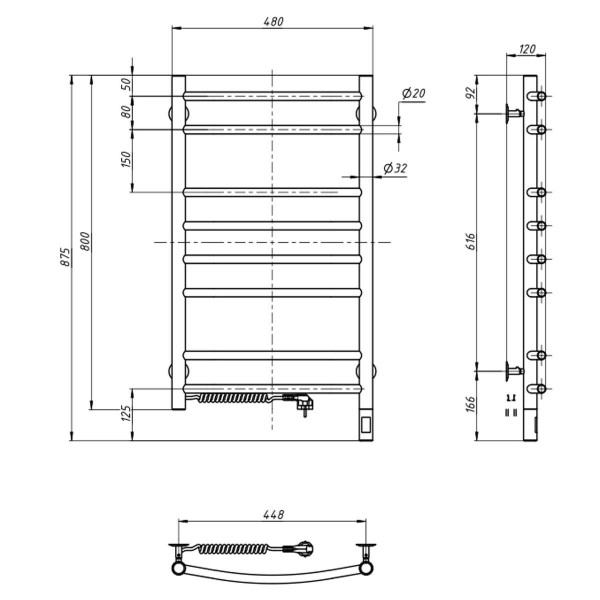 Электрическое полотенцесушитель н/ж. КАМЕЛИЯ 48*80 L Sensor