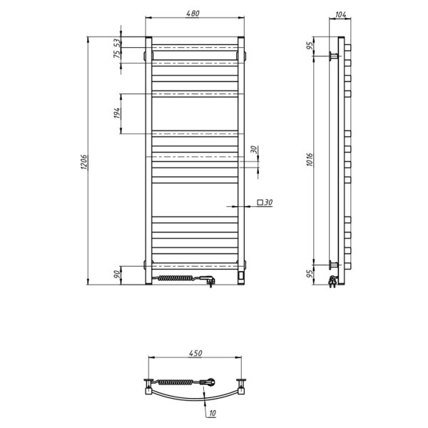 Электрическое полотенцесушитель ст. Avalon 480*1200 L Sensor