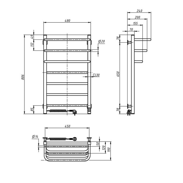 Електрична рушникосушарка ст. Fortis 480*800 L Sensor