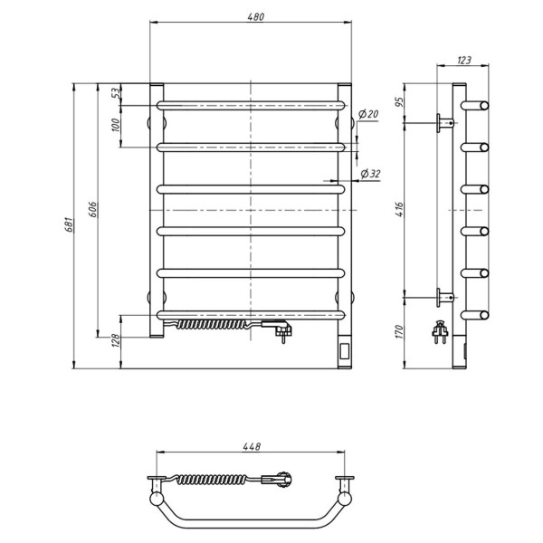 Електрична рушникосушарка ст. Блюз 480*600 L Sensor