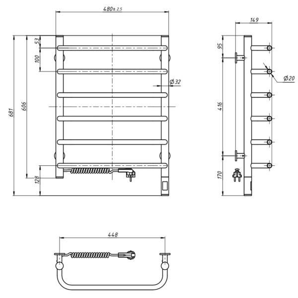 Электрическое полотенцесушитель ст. Симфония 480*600 L Sensor
