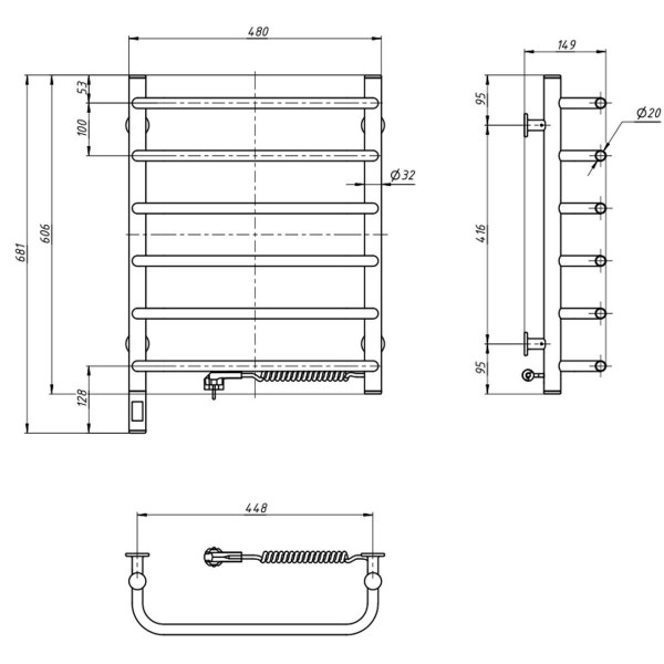 Електрична рушникосушарка ст. Симфонія 480*600 R Sensor