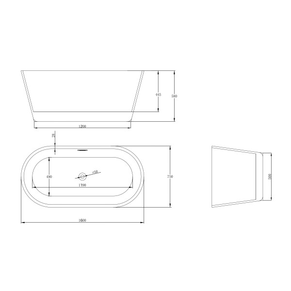Ванна акриловая отдельностоящая Jetta WB 160 * 75 * 58