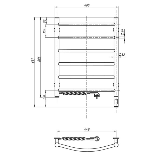 Електрична рушникосушарка ст. Камелія 480*600 L Sensor чорна