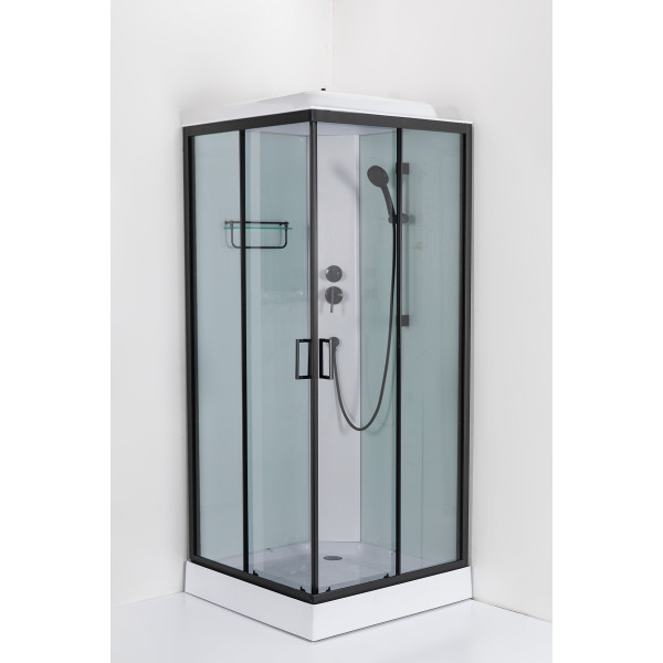 Душовий бокс Poli black - HL 90*90*215 мілкий  піддон