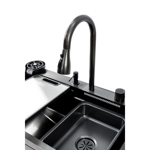 Кухонная мойка BAKAI 7546 черная из нержавеющей стали 75*46*22 BLACK