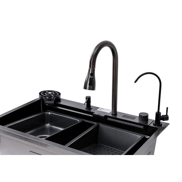 Мийка кухонна TWITER-2 7546 чорна з нержавіючої сталі 75*46*22 BLACK