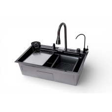 Мийка кухонна TWITER-2 7546 чорна з нержавіючої сталі 75*46*22 BLACK