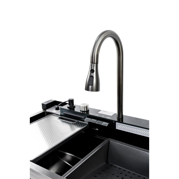 Кухонная мойка MITTONI P-5 7546 черная из нержавеющей стали 75*46*22 BLACK