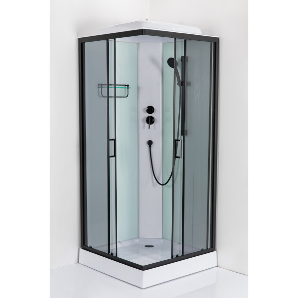 Душовий бокс Poli black - HL 90*90*215 мілкий  піддон